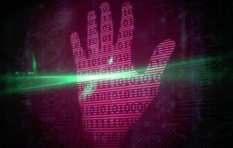 Pink technology hand binary design 写真素材