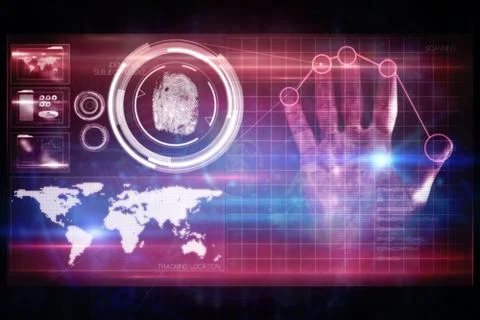 Pink technology hand print interface design Illustrazione stock