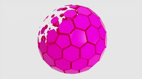 Pink Technology Sphere Unfolding On Transparent background Stock Footage 244640939