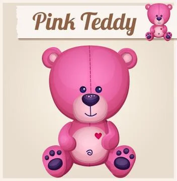 Pink teddy bear. Cartoon vector illustration Stock Illustration