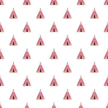 Pink teepee native american style seamless pattern Stock Illustration