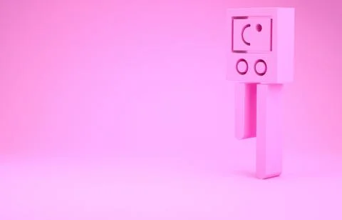 Pink Temperature and humidity sensor icon isolated on pink background. Minima Stock Illustration