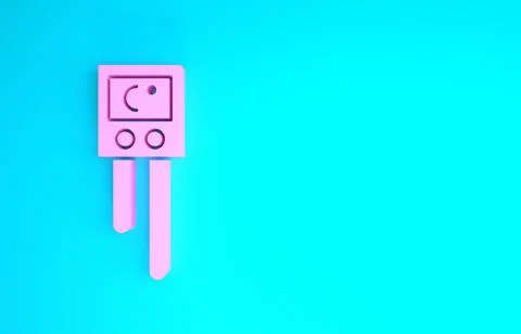 Pink Temperature and humidity sensor icon isolated on blue background. Minima Illustrazione stock