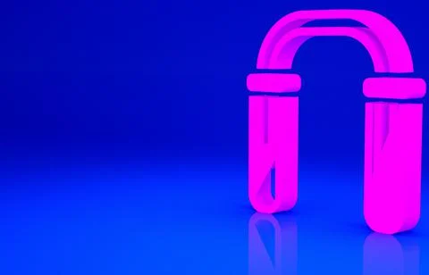 Pink Test tube and flask - chemical laboratory test icon isolated on blue bac Stock Illustration