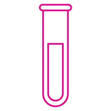 Pink test tube vector line icon isolated on white background Stock Illustration