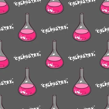 Pink Test-tubes Seamless Pattern Stock Illustration