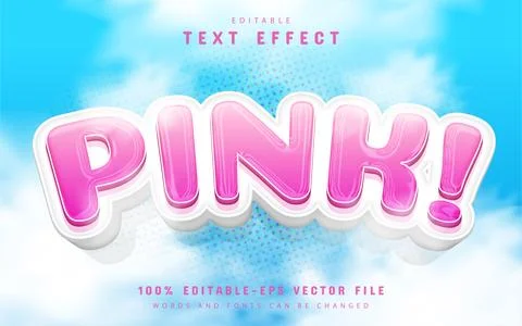 Pink text effect cartoon style Stock Illustration