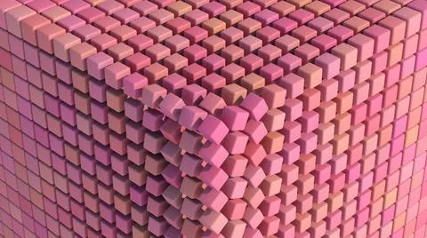 Pink textured cube, close-up. Abstract illustration, 3d render. Stock Illustration