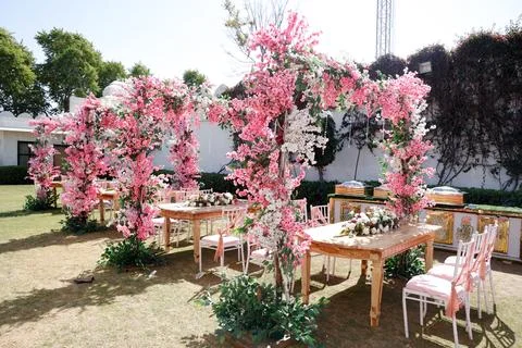 Pink themed table Decor Stock Photos