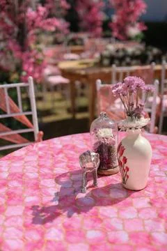 Pink themed table Decor Stock Photos