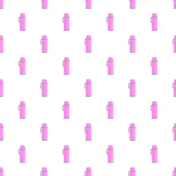 Pink thermos flasks creating seamless repeat pattern design 库存插图