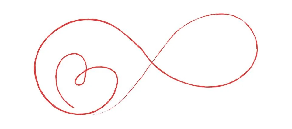 Pink thin lines two hearts love infinity symbol on white background - Vector Stock Illustration