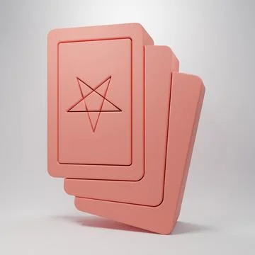 Pink Three tarot cards icon isolated on pink background. Magic occult set o.. Stock Illustration