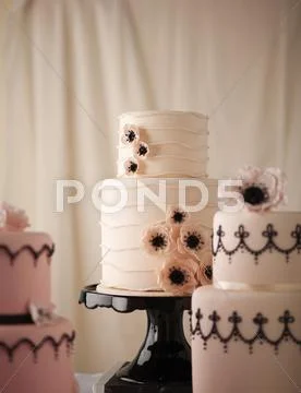 Pink Tiered Wedding Cakes, Studio Shot