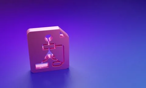 Pink Tile flowchart for program design or process management plan icon isol.. Stock Illustration