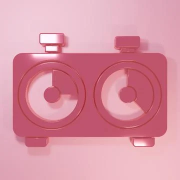 Pink Time chess clock icon isolated on pink background. Sport equipment. Mi.. Stock-Illustration