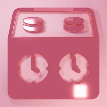Pink Time chess clock icon isolated on pink background. Sport equipment. Mi.. イラスト素材