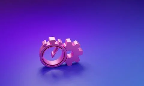 Pink Time management icon isolated on purple-blue background. Clock and gea.. Stock Illustration