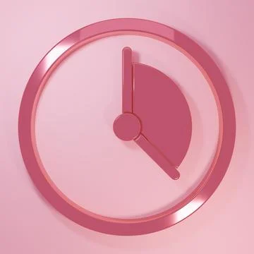 Pink Time Management icon isolated on pink background. Clock sign. Producti.. Stock Illustration