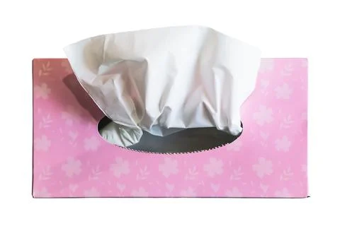 Pink tissue box mock up white tissue box blank label and no text for packaging Stock Illustration