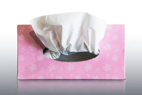 Pink tissue box mock up white tissue box blank label and no text for packaging Stock Illustration