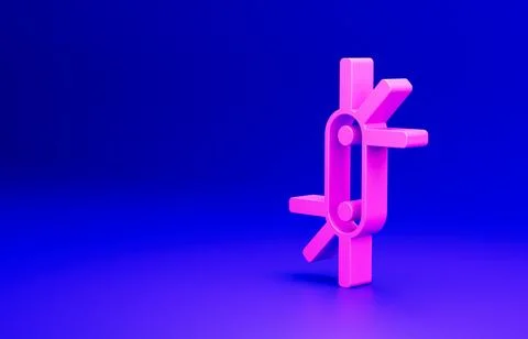 Pink Tool allen keys icon isolated on blue background. Minimalism concept. 3D Illustrazione stock