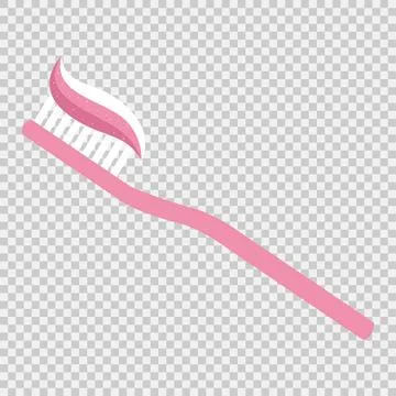 Pink Toothbrush With Toothpaste Icon Stock Illustration