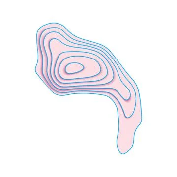 Pink topographic 3D map logo Stock Illustration