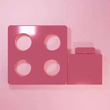 Pink Toy building block bricks for children icon isolated on pink backgroun.. Ilustración de archivo