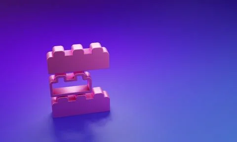 Pink Toy building block bricks for children icon isolated on purple-blue ba.. Ilustración de archivo