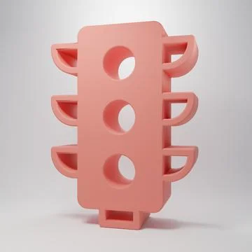 Pink Traffic light icon isolated on pink background. Minimalism concept. 3D.. Illustrazione stock