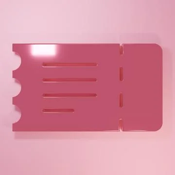 Pink Train ticket icon isolated on pink background. Travel by railway. Mini.. Illustrazione stock
