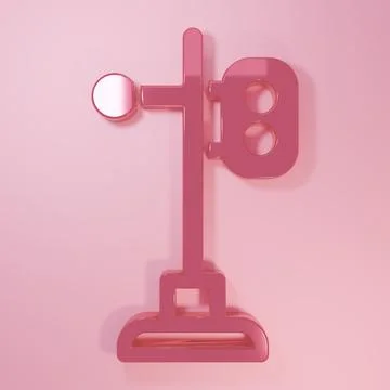 Pink Train traffic light icon isolated on pink background. Traffic lights f.. Illustrazione stock