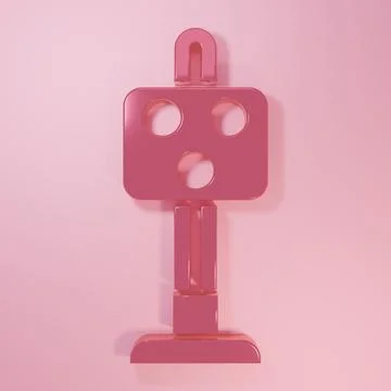 Pink Train traffic light icon isolated on pink background. Traffic lights f.. Stock Illustration