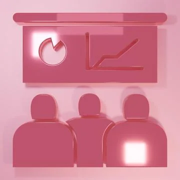 Pink Training, presentation icon isolated on pink background. Minimalism co.. Illustrazione stock