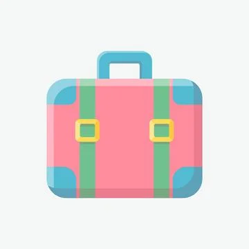 Pink travel suitcase. Flat vector illustration. Isolated image on a white Stock Illustration