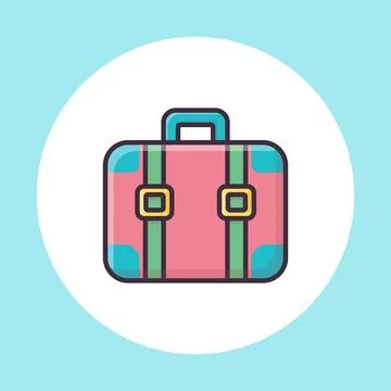 Pink travel suitcase. Flat vector illustration. Isolated image on a white Stock Illustration