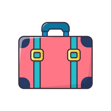 Pink travel suitcase. Flat vector illustration. Isolated image on a white Stock Illustration
