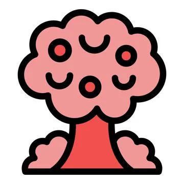 Pink tree growing with round crown and lush foliage Stockillustratie