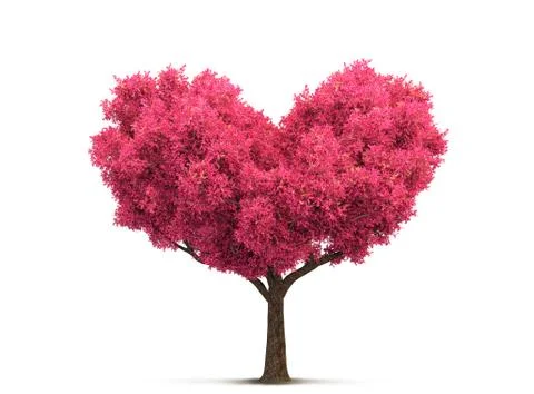 Pink tree in heart shape Stock Photos