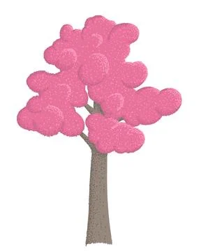 Pink tree isolated on white background. Abstract hand drawn sakura tree Stock Illustration