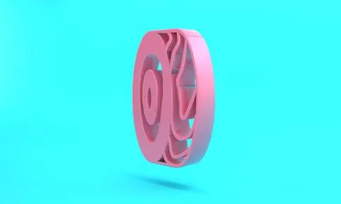 Pink Tree rings icon isolated on turquoise blue background. Wooden cross sect Stock Illustration