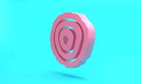 Pink Tree rings icon isolated on turquoise blue background. Wooden cross sect 스톡 일러스트
