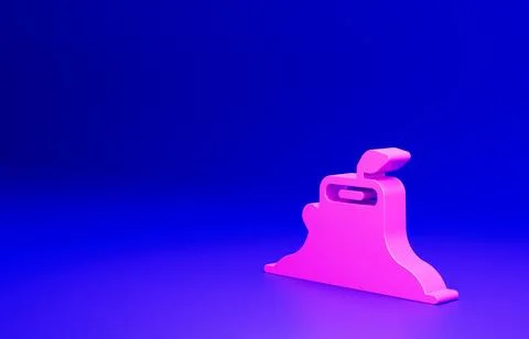 Pink Tree stump icon isolated on blue background. Minimalism concept. 3D render Stock Illustration