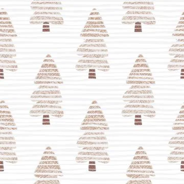 Pink trees with marks on white background with lines. Christmas seamless patt 스톡 일러스트