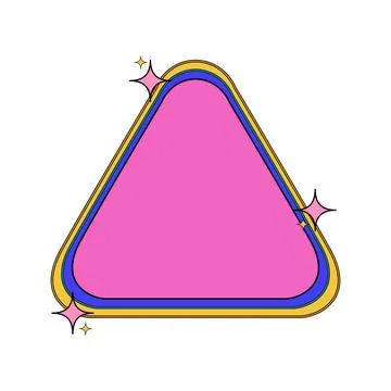 Pink Triangle Frame with Blue and Yellow Borders Stock Illustration