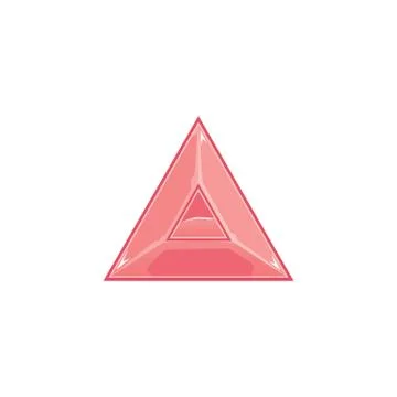 Pink triangle gemstone icon or symbol, cartoon vector illustration isolated. Stock Illustration