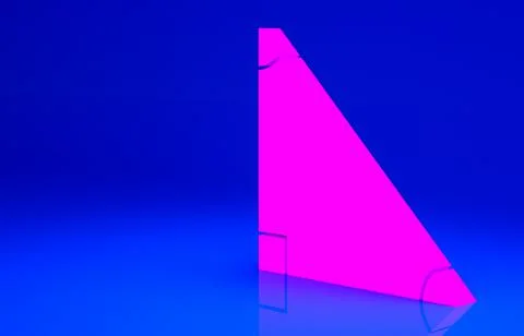 Pink Triangle math icon isolated on blue background. Minimalism concept. 3d i Stock Illustration