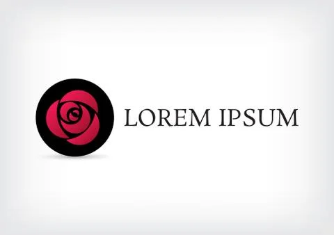 Pink triangle rose in black circle logo design template Stock Illustration
