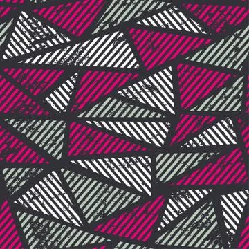Pink triangle seamless pattern with grunge effect Stock Illustration